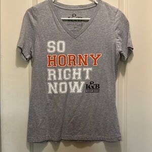 So Horny Right Now I Got Both Longhorn inspired Gray V-Neck T-Shirt